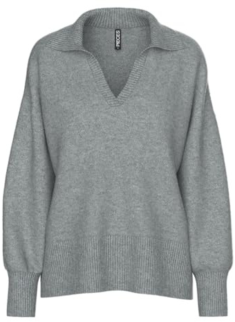 PIECES Damen Pcmalou Ls Polo Knit Noos Bc