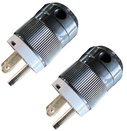 2 enchufes eléctricos macho de 3 clavijas de 125 V, 20 amperios, 125 V, 3 polos, enchufe macho de la industria de alta calidad, enchufe eléctrico macho NEMA 5-20P con certificación UL