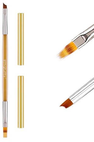 1 Stück Ombre/French Nagel Pinsel Doppelseitig für Gelnägel Nagellack Nail Art Nailart mit Deckel und Ombre Brush Set, 2 Köpfe Ombre/Französisch Fein Pinselset für UV Nägel Gel(COLOR:Gold)