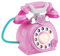 F Fityle Telefono finto rotante giocattolo musicale per bambini con luci Telefono fisso retrò con filo per bambini in età prescolare dai 3 anni, Rosa