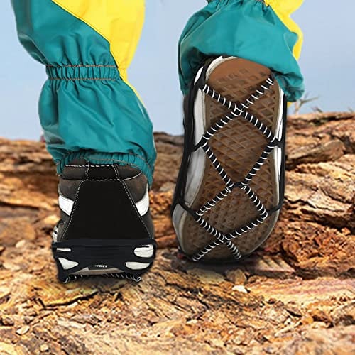 Eis-Spikes für Wanderschuhe, verstellbare Gummi-Steigeisen mit Stahlfedern | Stahlfedern für 360-Grad-Traktion, abriebfeste Gummibänder, Fersenschubschutz, kompakte Aufbewahrung