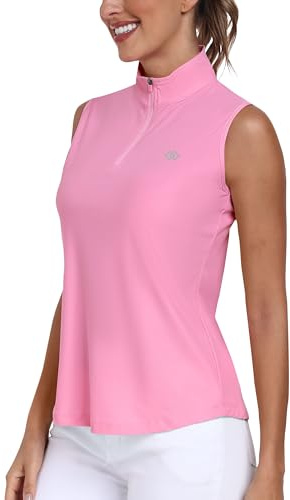 MoFiz Damen Ärmellos Poloshirt Golf Shirt UPF50+ Sonnenschutz Sommershirts Golf Sport Tank Top mit Kragen
