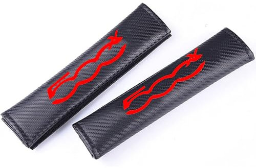 2 Stück Auto Kohlefaser Gurtpolster für Fi-at 500X, Komfort Sitzgurt Polsterung Sicherheitsgurt Schulterschutz Abdeckung Interieur Zubehör,Red