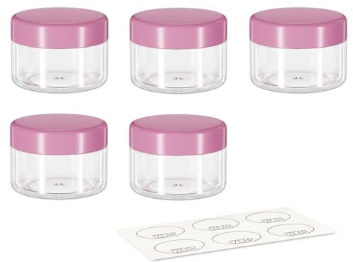 5 Gram Sample Pots, 5 Pcs Plastic Travel Pots for Toiletries, Mini Travel Containers with lids, Empty Cosmetic Containers for Face Creams, Samples, Make-Up