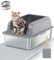 Edelstahl Katzenklo Halb-Offen, Geruchsfreie Katzentoilette 28L Große Kapazität für Große Katzen, Leicht zu Reinigen Metall Katzen Klo mit Metall Schaufel and Anti-Streu-Matte, 60x40x30cm