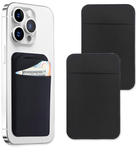 JEYORZY 2 pcs Porta Carte di Credito per Cellulare, Titolare Della Carta per Cellulare, Porta Carte per Cellulare Adesivo Portafoglio, supporti per carte di credito per smartphone, nero