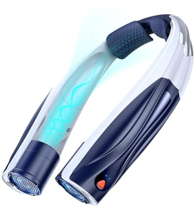 Lepwings Ventilateur de Cou Portable, Autonomie 6–23h, 6 Vitesses, Silencieux & Confortable, USB-C Rechargeable, Batterie 6000 mAh, Ventilateur Tour de Cou pour Bureau, Sport, Voyage – Bleu Foncé