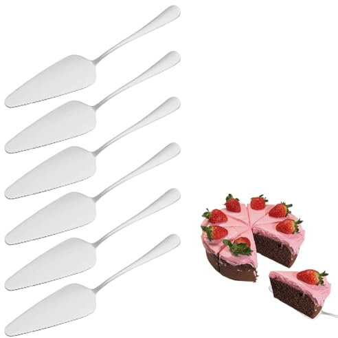 WAVATA Edelstahl Kuchenheber Set 6-teilig – polierte Tortenschaufel & Kuchenmesser mit gezackter Kante, kuchenheber & tortenheber für Kuchen, Backzubehör für Küche, Party & Restaurant Silber