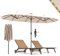 RELAX4LIFE Grand Parasol Double avec LED 4x2 M, Grand Parasol de Jardin Extérieur avec Manivelle, 12 Baleines, Toile Polyester Hydrofuge, Protection Solaire, Montage Facile pour Terrasse, Piscine