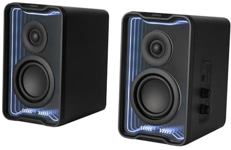 Edifier QR30 Desktop Active Speakers 2.0, Bluetooth v5.4, USB-A, AUX, 30W RMS, 63Hz-20kHz, 2.75 Drivers, 0.75 Tweeters, RGB Light Effect, Ideal for Music/Movies/Gaming, Black