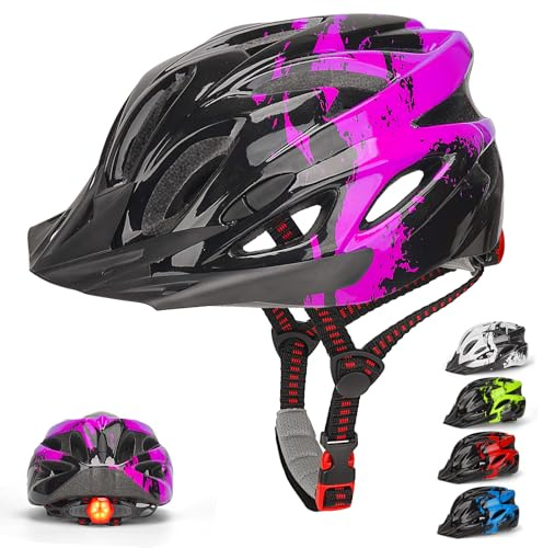 Kids Helmet, RaMokey Kids Bike Helmet With Light, Boys Girls Bike Helmet Age 3-14, Adjustable Child Helmet (50-59CM) for Bicycle Scooter Skating Cycle