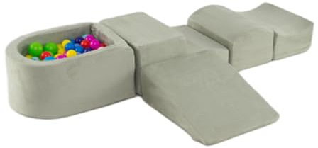 GOPLUS Schaumstoffbausteine mit Bällebad, 5-teiliges Softbausteine mit Wildlederbezug, Hochdichtes Schaumstoff, Weiche Riesenbausteine für Kleinkinder zum Klettern, Ohne Bällebad (Grün)