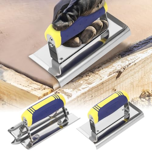 2 Pcs Beton Glättekelle & Fugenfräser Set 28×10 cm 1,3 mm Edelstahl Handkanten-Glätter mit Softgriff rostfreie Trockenbau Werkzeuge präzises Fugenwerkzeug für Putz Stuckzemente und Estrich-Finishing