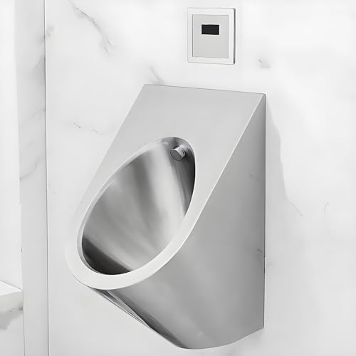Wandmontiertes automatisches Sensor-Urinal aus 304 Edelstahl – vertikaler Ablauf, wassersparend & hygienisch – Herren Urinal für Haushalt, Gewerbe, Toilette(A)
