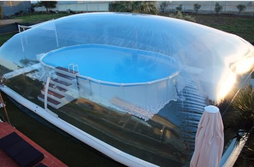 Kccjjrg 8 * 5 * 3m,Carpa De Cubierta para Piscina/Tienda De Domo Inflable Transparente De PVC Desmontable para Piscina/Cubierta Inflable Rectangular Transparente Exterior Juego Completo