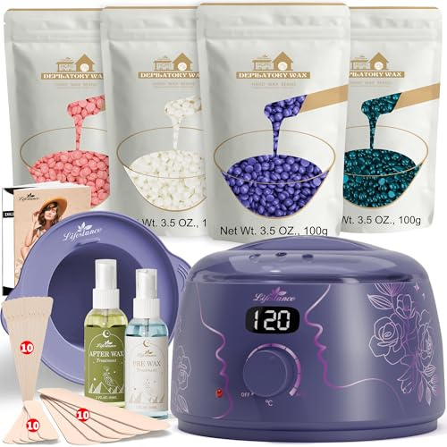Lifestance Waxing Set - Amethystspur L3 Wax Maschine zur Wachs Haarentfernung mit Grobes Haar und Hin Flaum, heisswachs haarentfernung für Bikini-Bereich, Augenbrauen, Achselhöhle, Gesicht, Beine