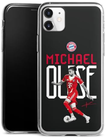 Slim Case kompatibel mit Apple iPhone 11 Silikon Handyhülle transparent Hülle extra dünn FC Bayern München Michael Olise Offizielles Lizenzprodukt