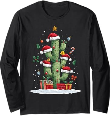 Kaktus Weihnachtsbaum Xmas Hut Langarmshirt