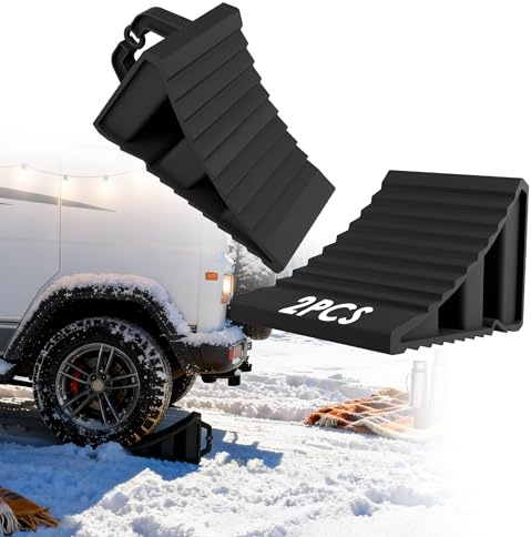 Suusolny 2er Set Kunststoff Radkeile,Unterlegkeile Auto,20x12x11 cm(per) Mit Griff Radstopper Bremskeil Radvorleger für Pkw,Kfz,Wohnmobil,Anhänger (Schwarz)