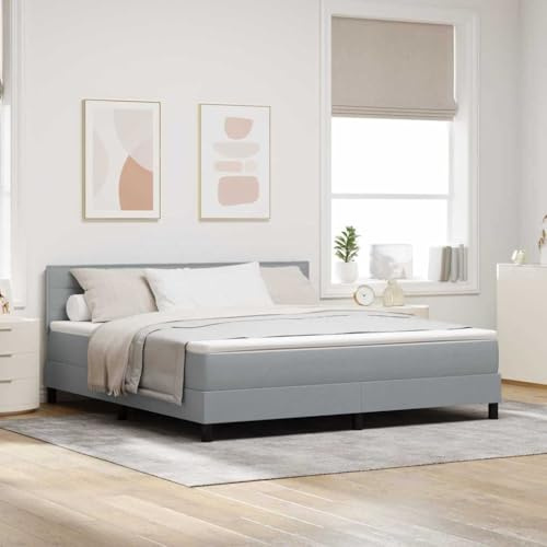 Hoopleep Boxspringbett 180x200cm Hellgrau, Stoffbezug, verstellbares Kopfteil, mit Taschenfederkernmatratze, Stabiler Holzrahmen, für erholsamen Schlaf