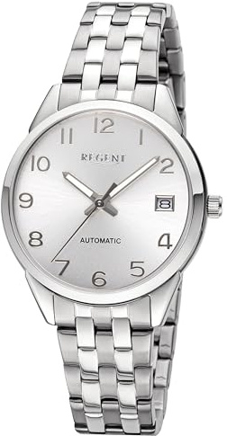 REGENT Automatik Damenuhr, Edelstahl, Zifferblatt Silber, 5Bar, ⌀35mm F-1663