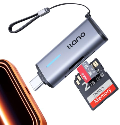 llano Lector de Tarjetas SD USB C 3.0, 2 en 1 Micro SD Card Reader, 5 Gbps | con doble ranura para tarjetas SDXC, SDHC, SD, MicroSD, UHS-I, compatible con iPhone, iPad, MacBook, Laptop y Android