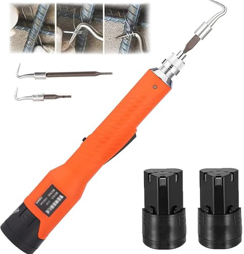 Pince à nouer et à torsader les fils métalliques, machine électrique à lier les barres d'armature avec 2 batteries, outil portatif sans fil rechargeable pour la fixation des barres d'acier