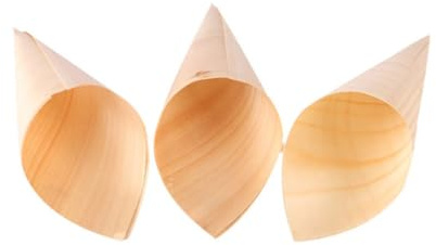 FUNNETOYU 50 Cônes Jetables en Bois Marron pour Glace, Élégants et Décoratifs, 50 Pièces, Faciles à Nettoyer, pour Mariages et Événements