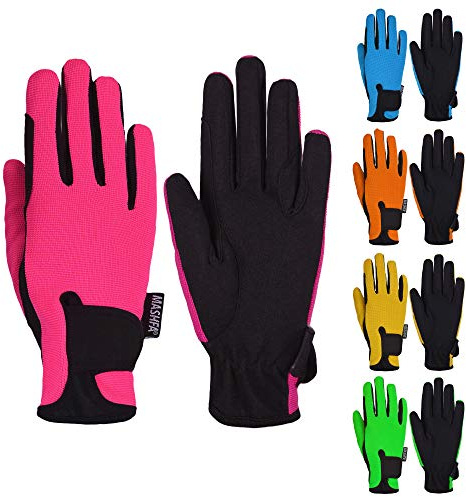 Mashfa Pink/Age 10-12 Years - Riding Gloves - Kid Horse Gloves - Horse Riding Accessories