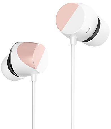TUNAI Piano Premium In Ear Kopfhörer - Hochauflösende Ohrhörer mit Zwei Treibern für extra Bass und Mic - 3.5mm Klinkenbuchse für Smartphone, Tablet Android, iOS (Rotgold)