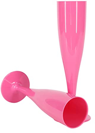ProductPro 10 x Pink Plastic Prosecco Flutes, Biodegradable 175ml Capacity