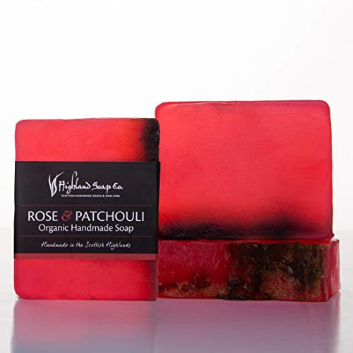 The Highland Soap Company Rose & Patchouli Organic Soap 150g - Natural Handmade Luxury Soap Bar
