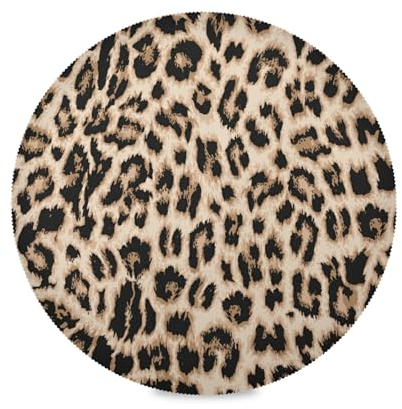 JUMBEAR Leopard Print Placemats Round Table Mats Non-Slip Washable Heat Resistant Waterproof Placemat For Kitchen Dining Coffee Table Decoration 15.4(4PCS)