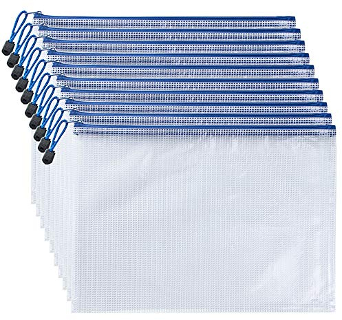 COWORK-UP 10 Stücke Dokumententasche B4, Kunststoff Datei Taschen mit Reißverschluss für Datei, Papier, Dokumente, Kosmetika, Hausaufgaben und Reisezubehör