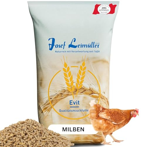 Leimüller Hühnerfutter gegen Milben 5 kg - Staubfreies Legehennenfutter Pellets Premium - Natürlicher Wirkstoff mit Citrus, Nelken und Kräuter - AMA-Gütesiegel & 100% Gentechnikfrei