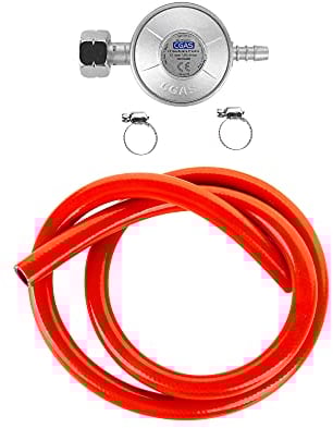 Teesa Grillgas Reduzierstück (Reduziertor+Schlauch+Band) Grillminderer Silber/Orange
