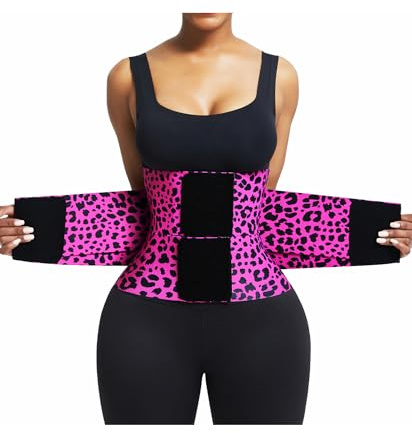 FeelinGirl Corset Perspiring Workout Waist Trainer Corset Trimmer Belt for Women Belly Band Body Shaper Rose Leopard M