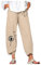 Yowablo Hosen Frauen Sommer lässig lose Baumwolle und Leinen bestickte Hose mit weitem Bein (L,1beige)