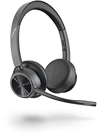 Poly - Voyager 4320 UC Wireless Headset (Plantronics) - Cuffia con microfono ad asta - Si collega a PC/Mac con l'adattatore Bluetooth USB-C e a telefoni cellulari via Bluetooth