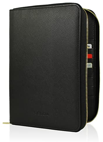 DELOA ® U-Heft, Reiseorganizer & Familien Organizer - 3 in 1 Dokumententasche mit Fach für Impfpass und Reisepass in Saffiano Kunstleder (Schwarz)