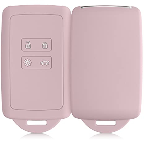 kwmobile Accessoire clé de Voiture Compatible avec Renault Smart Key 4-Bouton (Keyless Go Uniquement) - Coque en Silicone Souple avec Embout Porte-Clé - Rose Ancien Mat