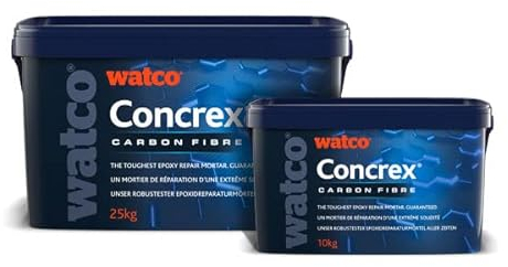 Watco Concrex® Carbon Fibre, Mortier de Réparation à Base de Résine Époxy, Céramique et Fibres de Carbone (10 kg)