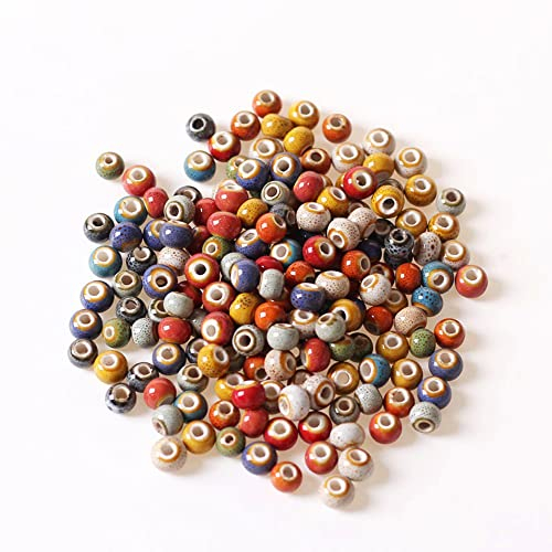 ZACUDA 300 Stück Keramikperlen 6mm Bastelperlen Keramikperlen zum Auffädeln mit Loch, Bunte Lose Perlen aus Keramik Bastelperlen mit Aufbewahrungsbox für Armband Halskette DIY Schmuckherstellung