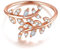 925 Sterling Silber Ring Olivenzweig Blätter mit Zirkonia Steinen Verstellbar I Echtsilber Blumenring mit Blüte Schmuck für Damen, Frauen und Mädchen (Rosegold)