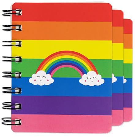 Toyseum 12 x Mini-Regenbogen-Notizbücher für Mädchen, Partytüten, kleines A7-Notizbuch im Taschenformat, niedliche Schreibwaren-Geschenke für Mädchen, Regenbogen-Partytütenfüller, Notizblöcke für