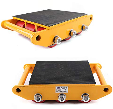 15T Panzerrollen, Transportrollen Schwerlast Transportfahrwerk | Schwerlastrollen Maschinentransport, Machinery Mover, Maschine Skate Roller für Supermärkten, Baustellen (Gelb)