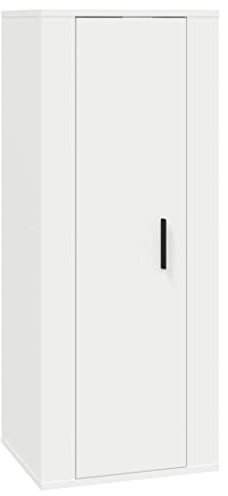 vidaXL Meuble TV Mural, Armoire de Télévision avec 3 Compartiments Suspendue, Meuble Télé avec Rangement Salon, Moderne, Blanc Bois d'Ingénierie