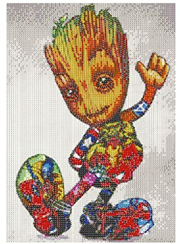 Tomicy Groot Diamond Painting,DIY Cross Stickerei Malerei Kits,5D DIY Diamond Painting Kits Full Drill, Cartoon Diamant Kristall Strass Edelstein Kreuzstich Bilder Painting Für Zuhause Wanddekoration