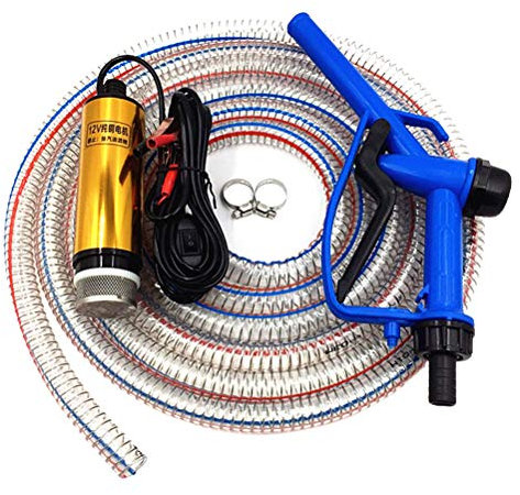 Ghzste Kit de Bomba de Transporte de 12 V con mangueras de Boquilla, Bomba transportadora de Combustible de 30 l/min, Bomba transportadora portátil de Aceite de Combustible y líquido