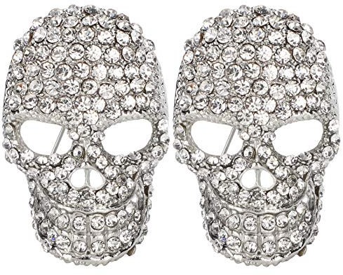 Wifehelper 2 Stück Totenkopf-Brosche, Legierungsbrosche, Vintage-Totenkopf-Form, Muster, Anstecknadeln, Unisex, Silber, Retro, Brooch Pin, 2 Count